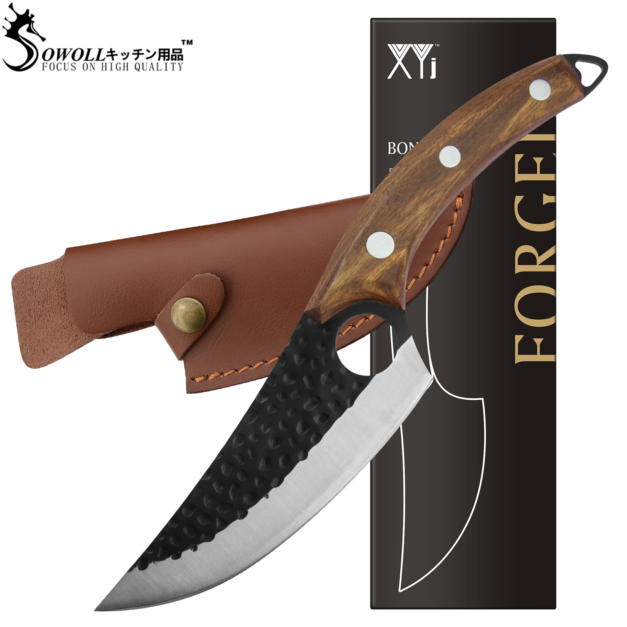 

6 дюймов нержавеющая сталь кованый обвал нож молоток лезвие кухонный нож ультра острый слайсер для филе рыбы с подарочной коробкой