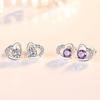 Copper Zirconia Love Heart and Flower Hollow Stud Earrings - Valentine's Day Gift Full Diamond.