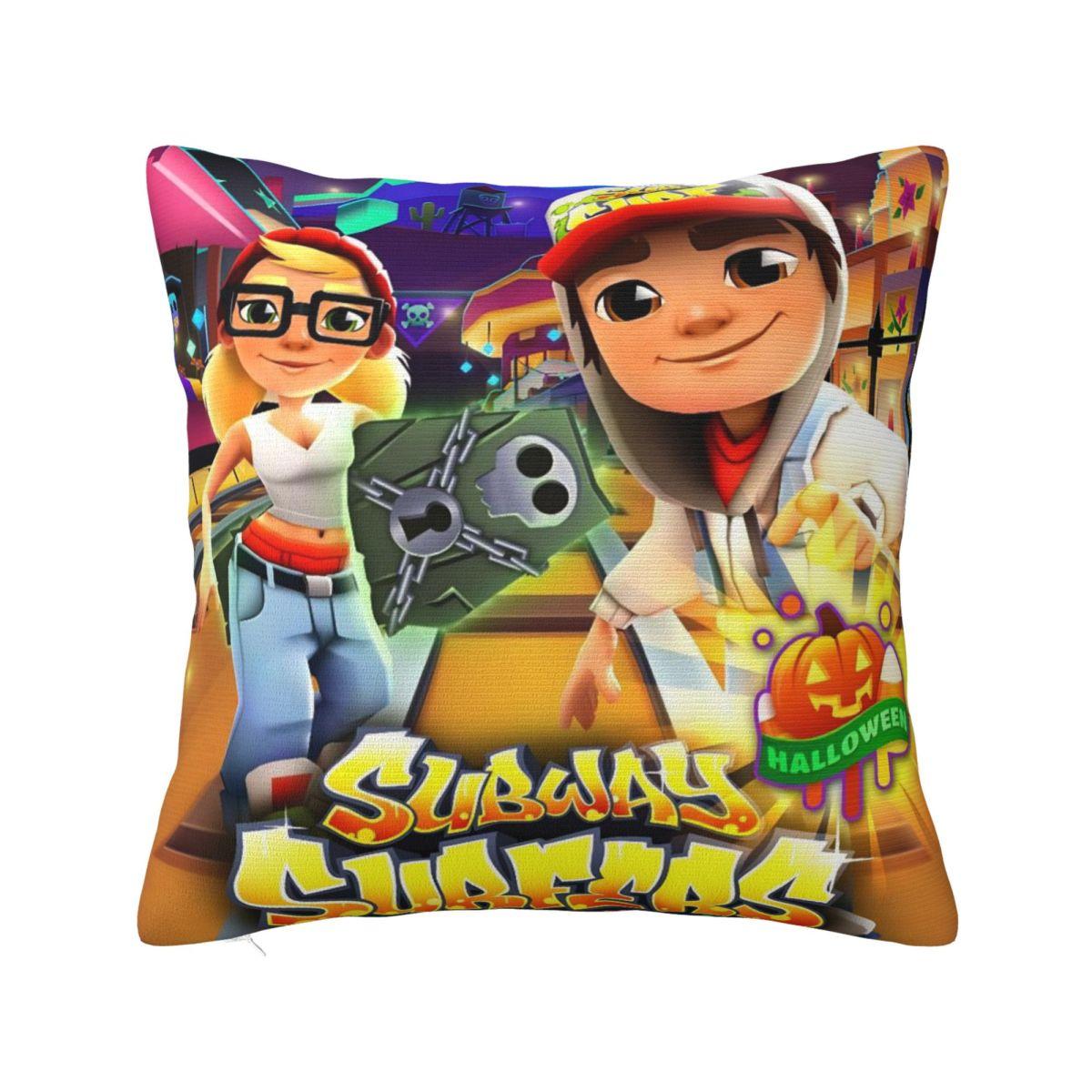 

Subway Surfers Game Jake Pillow Cover Soft Pillow Case Cushion Cover Vintage Design Pillowcases For Sofa Home Decorative 12x12Inch