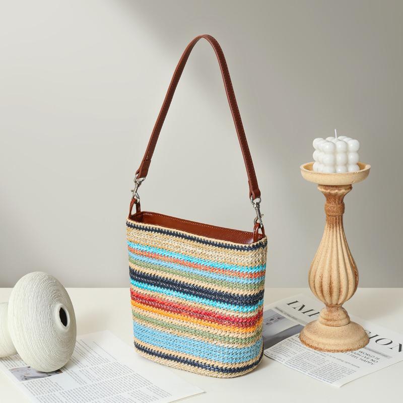 

Портативная сумка-ведро в повседневном пляжном стиле, одноплечная сумка-кроссбоди радужный