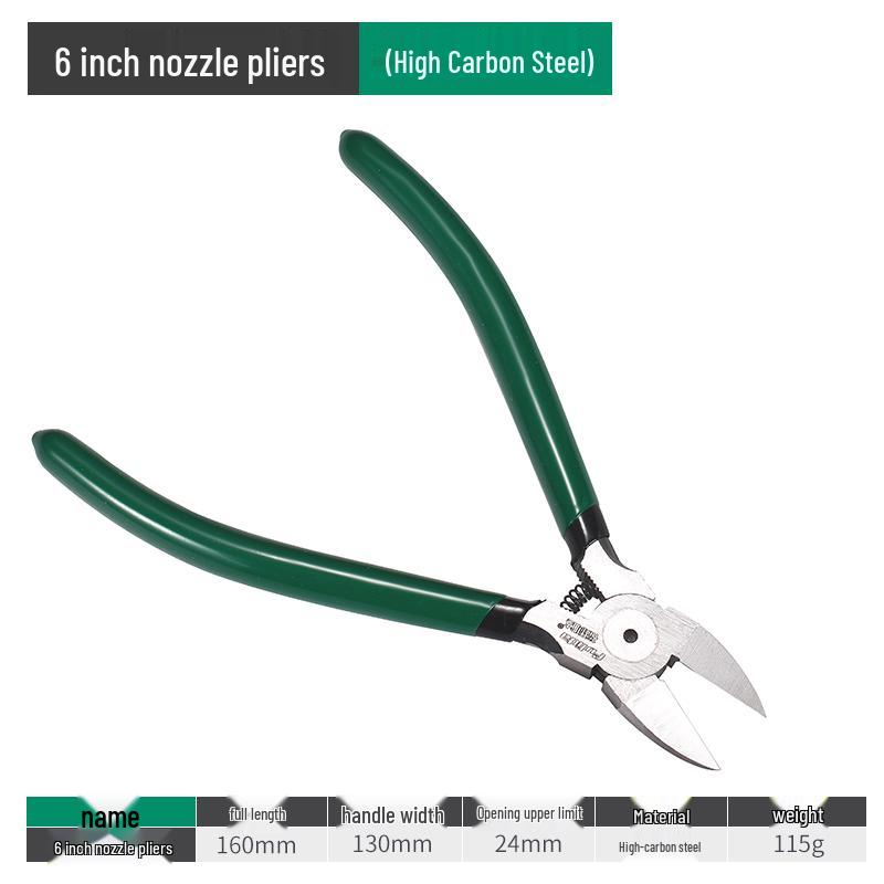 6-Inch Industrial Diagonal Cutting Pliers for Electronics and Models - Offset Jaw Design