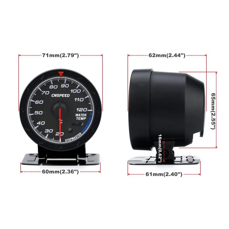 CNSPEED 60mm Water Temperature Gauge 20-120 Celsius with 1 / 8NPT Water Temperature Seal Pipe Sensor Adapter