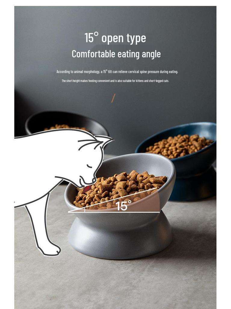 Nakloněná keramická miska pro domácí mazlíčky pro kočky a psy - Design s vysokou nohou pro ochranu krční páteře