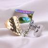 1Pc Stainless Steel Waterproof Women Personality Textured Chunky Open Rings Vintage Hollow Irregular Multi-layer Anillos Jewelry