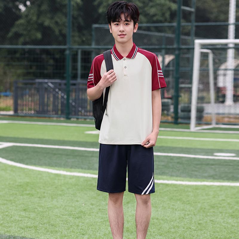 Summer Short-Sleeved Sports School Uniform Set for Students