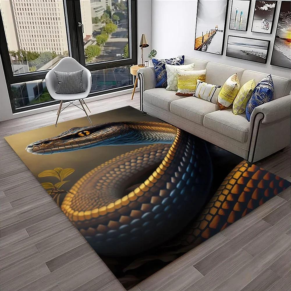 3D Gothic Schlange Schlangen Python Viper Teppich Teppich für Zuhause Wohnzimmer Schlafzimmer Sofa Fußmatte Dekor, Kinder Teppich Rutschfeste Bodenmatte