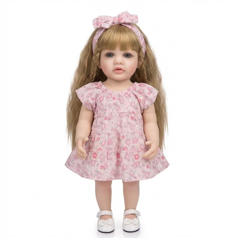 

Lifelike 22 Inch Reborn Baby Girl Dolls Betty Full Silicone Body Simulation Doll Realistic Curvy Long Hair Rebirth Dolls for Children Holiday Gifts girl doll