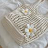 Women Knitted Shoulder Bag Tote Handbag Large Capacity Summer Beach Bag Lightweight Casual Top Handle Bag Chic Hobo Bag