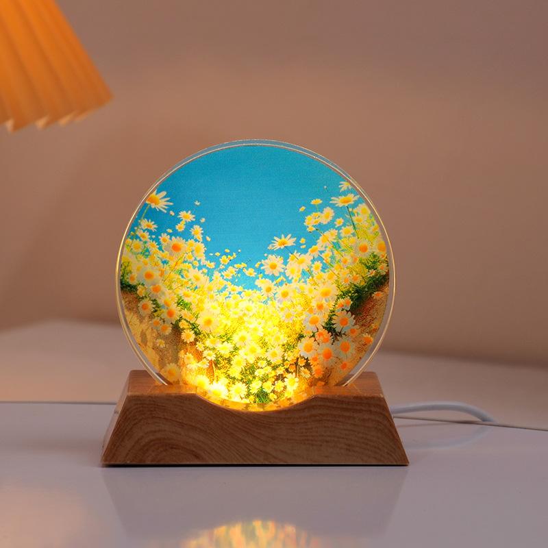 Crystal Disc Luminous Night Lamp Bedside Lamp Ambient Desk Lamp Creative Gift Desktop Decoration Ornament
