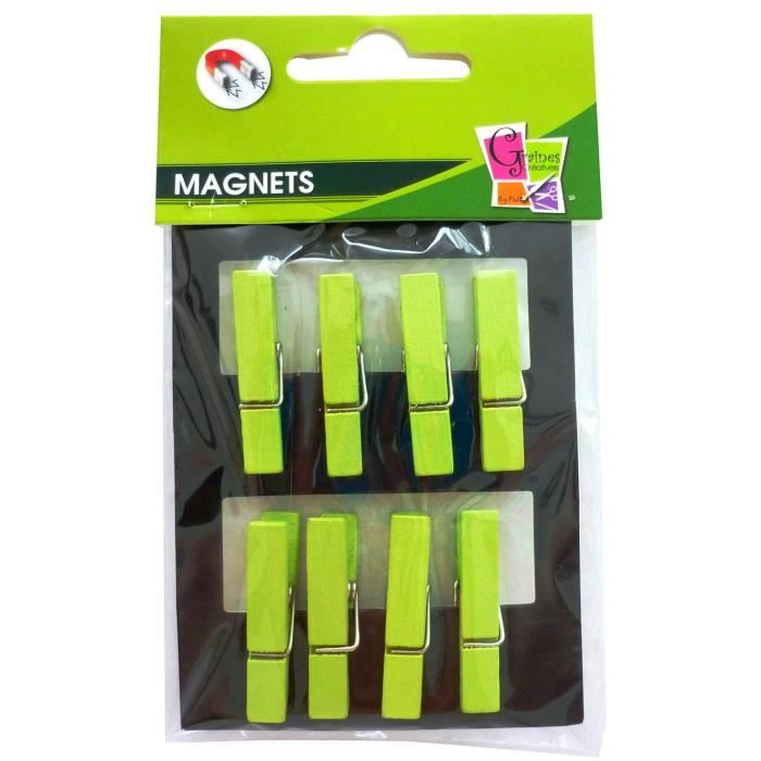 8 PINCES A LINGE BOIS MAGNET VERT 35 {couleur}