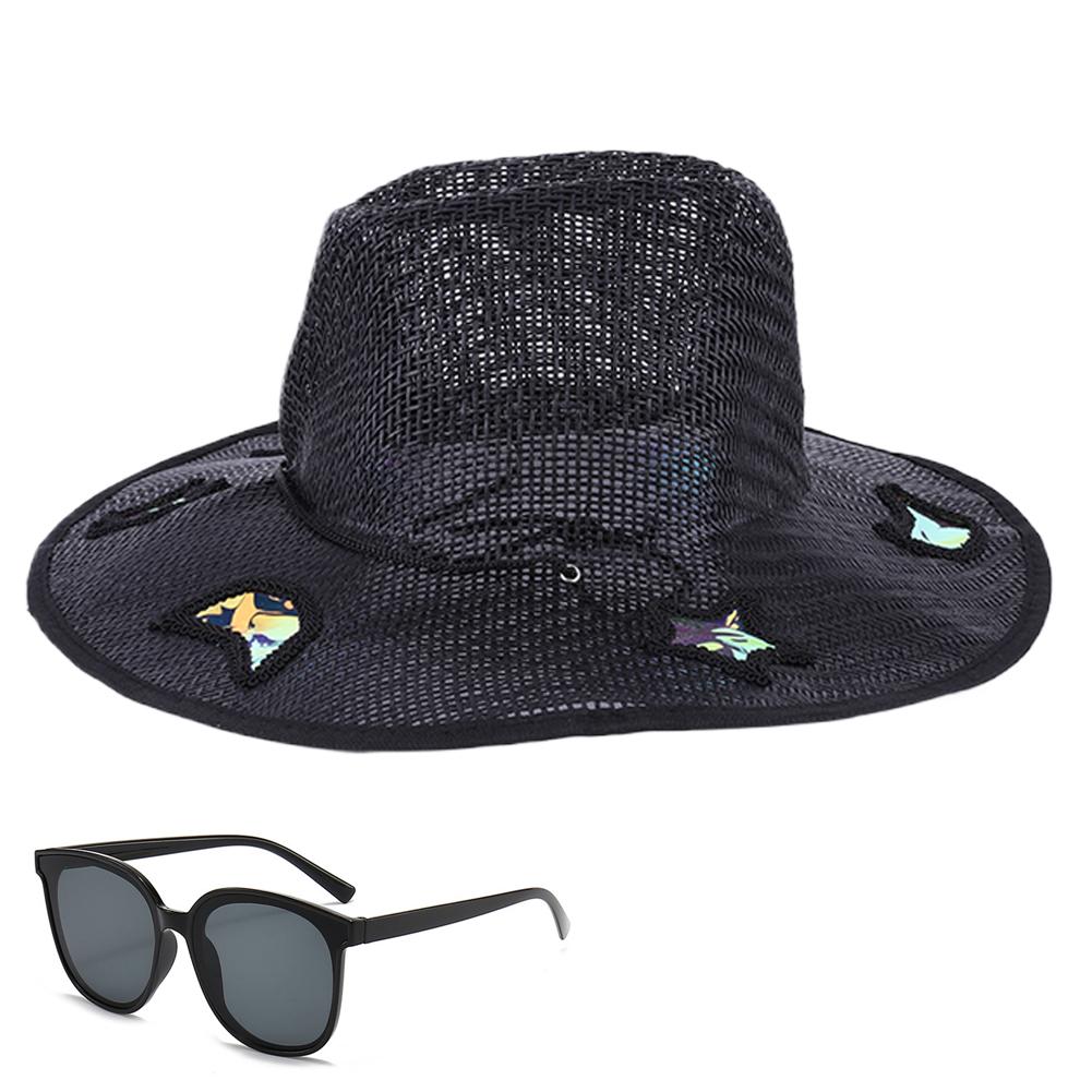 Straw Beach Sun Hat with Adjustable Chin Strap Wide Brim Sun Beach Hat for Travel Family Accessories