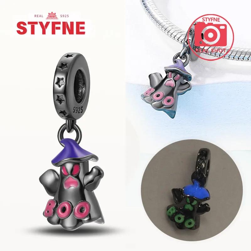 Genuine copper Luminous Halloween Charm Bead Charms Zombie Skeleton Dangle Bead Compatible With Authentic Bracelets Do It Yourself Fine Jewellery Gift