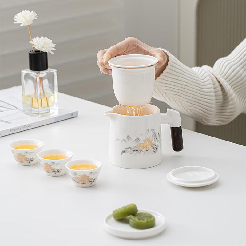 Meijin Mutton-fat Jade White Porcelain Travel Tea Set