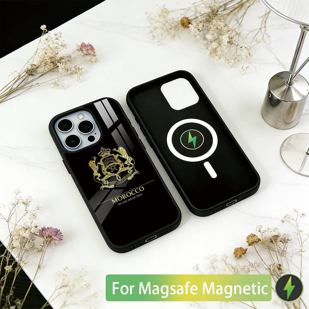 

M-Maroc Morocco Flag Phone Case For iPhone17,16,15,14,13,12,11 Plus,Pro Magnetic For Magsafe Wireless Charging iPhone15Pro