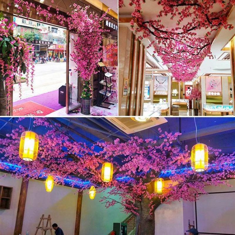 Silk Peach, Plum, and Cherry Blossom Arrangement – Indoor Floor Decoration