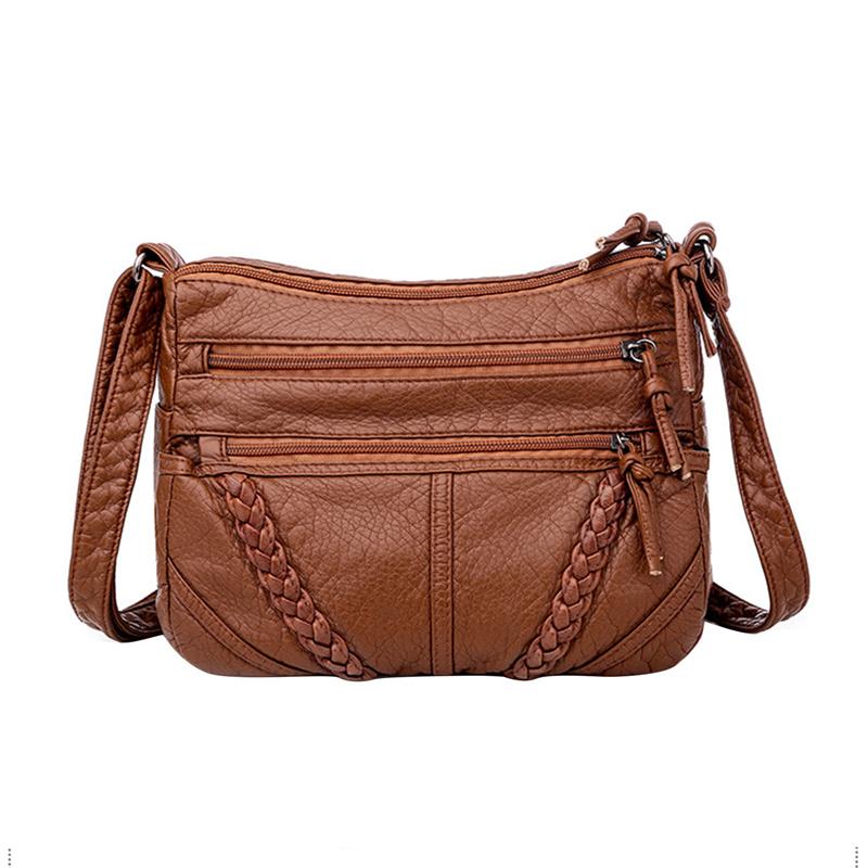 

New Arrival Women Shoulder Bags Retro PU Leather Messenger Bag For mama Lightweight Crossbody Bag Purse Female Handbags 23x12x17cm коричневий