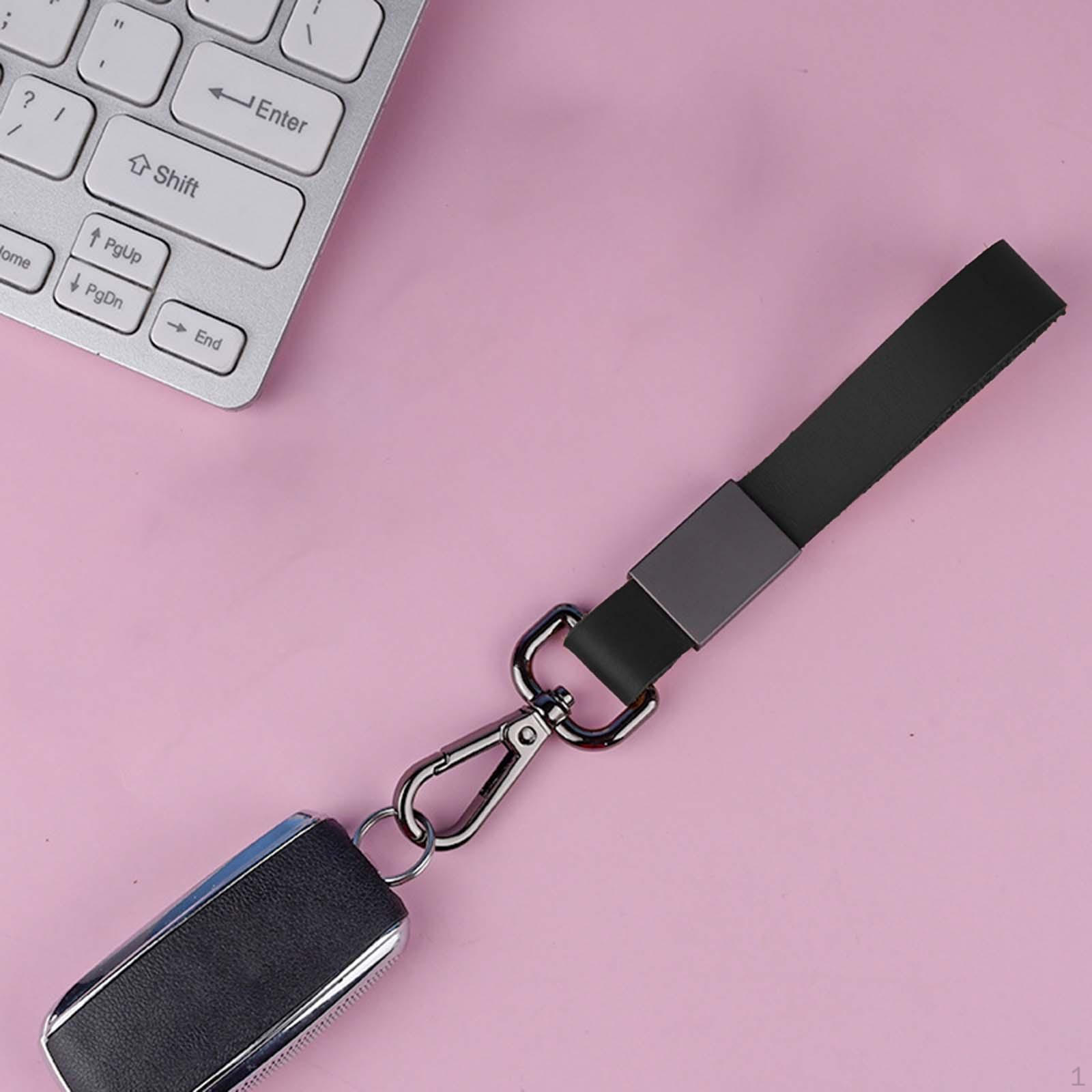 

Keychain PU Leather Strap Anti Lost Holding Keys Wallet Purse Zinc Alloy Clip Durable Key Fob чёрный