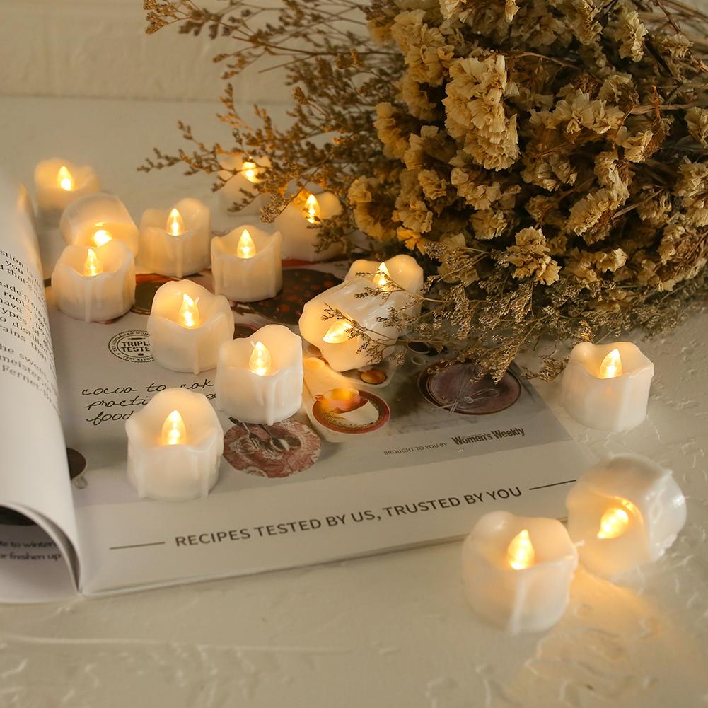 LED Tealight Candles Battery Operated Flameless Flickering Electric Dripping Wax Votive Candlesfor Christmas Halloween Decor
