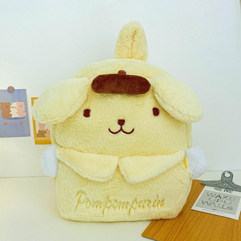 2024 New Cartoon Plush Texture Student Backpack Lovely Soft Fluffy Sweet Girl Outing Storage Bag Street Trend Cute Pink Melody
