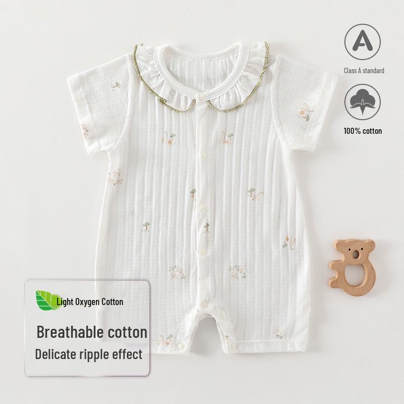 Summer Oxygen Cotton Baby Romper - A-Class Short Sleeve Bodysuit for Newborns