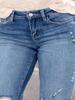 Plus Size Women's Mid-Waist Ripped Stretch Straight-Leg Jeans - Comfortable Denim Long Pants