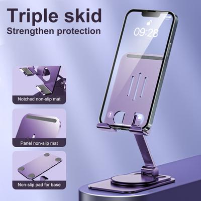 Mobile Phone Holder Degree 360 Great Rotation Foldable Anti-slip Adjustable Load Bearing Phone Hold Aluminum Alloy