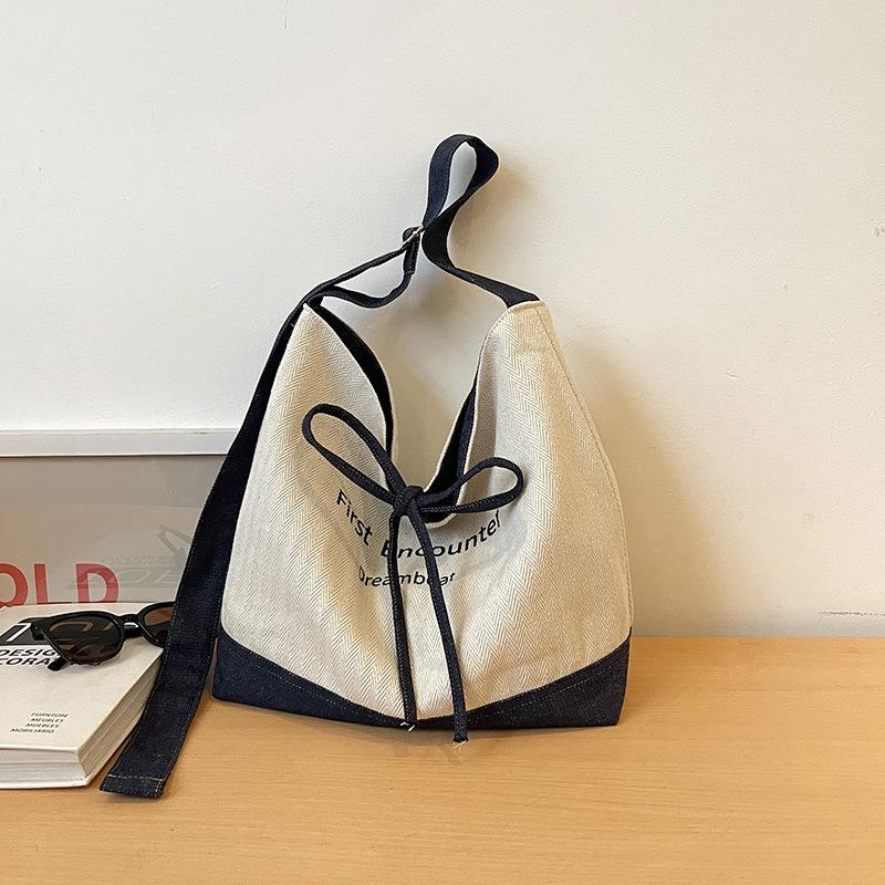 

Повседневная холщовая сумка большой вместимости, женская новая универсальная наплечная сумка-мессенджер, студенческая сумка-тоут бежевый