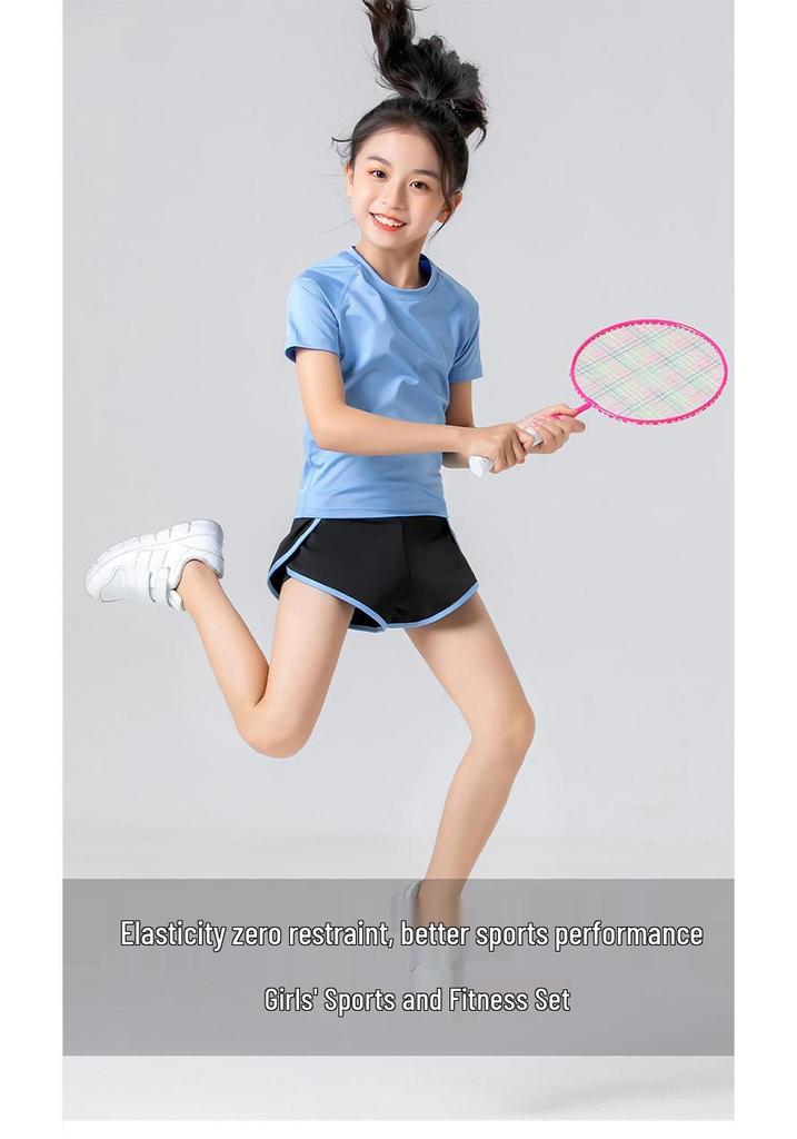 Kids' Quick-Dry Long Sleeve Hooded Yoga Set for Girls - Medium & Large Sizes, Autumn/Winter