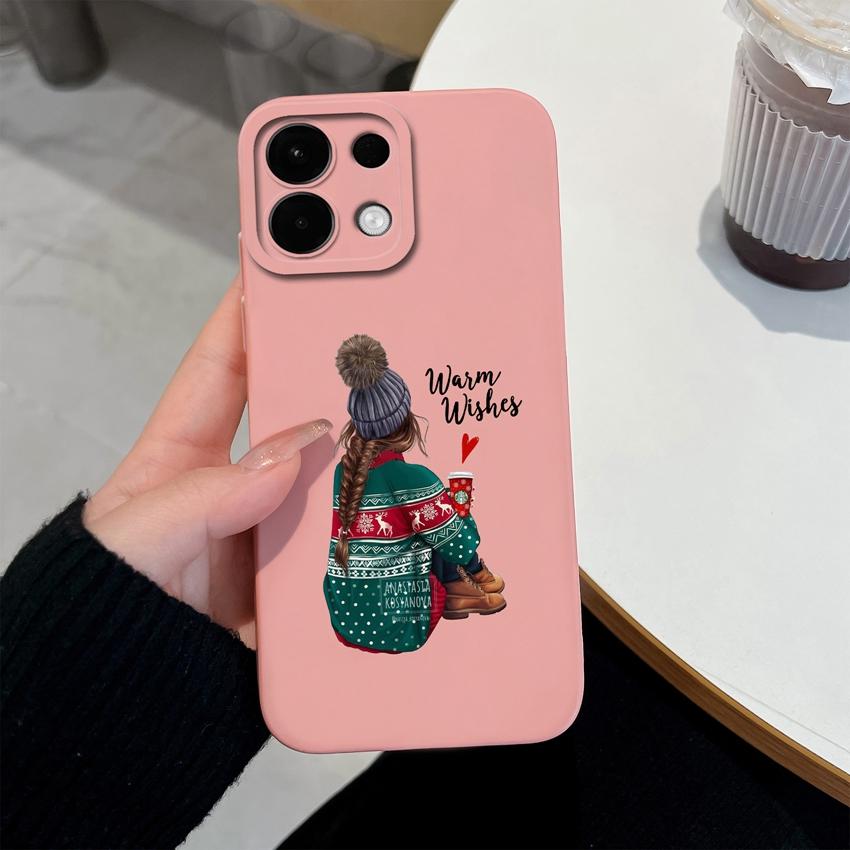 För Oppo Realme 5 6 7 8 9 10 Pro Plus K12 A5 A5X Telefonskal Söta Flicka Mönster Flytande Silikon Avancerat Anti-Slip Skyddsskal För Oppo Hölje