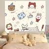 Korean Cute Cartoon Wall Tapestry Kawaii Y2K Hand Drawn Graffiti Wall Hanging Aesthetic Bedroom Dorm Home Decoration