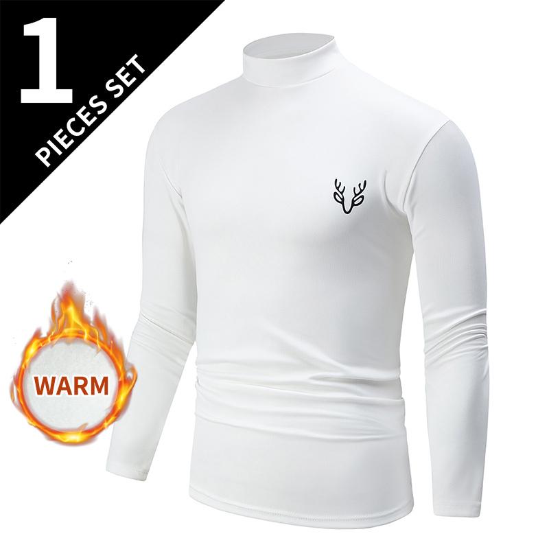 

Autumn Men s White Basic Bottoming Small Turtleneck Shirt Casual Joker Fashion Long Sleeve T-shirt Teenagers Warm Bottoming Swea M