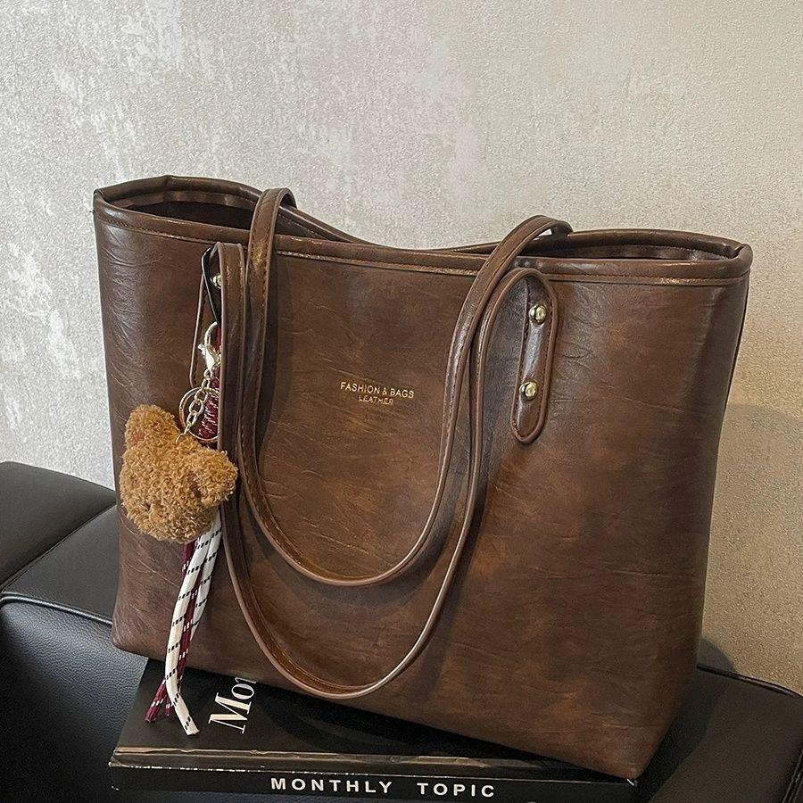 Commuter Large Capacity Bag Women's High-Value Casual Retro Shoulder Bag College Student Class Tote Bag