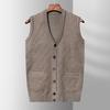 Dad Sweater Vest Men Autumn Warm Sleeveless Vest Middle-aged and Elderly Knitted Cardigan Vest Grandpa Outfit