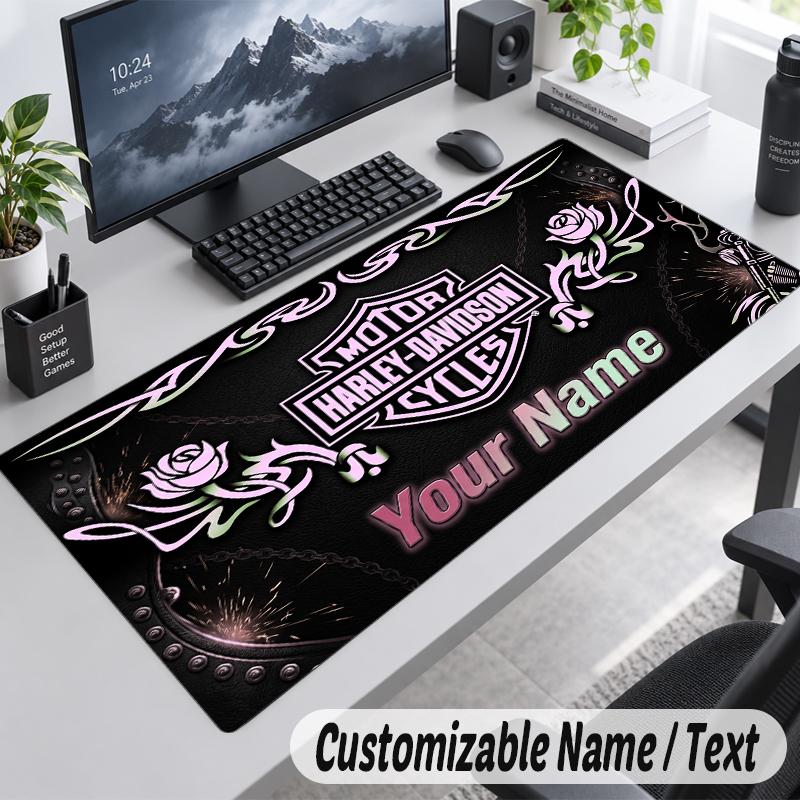 Custom Name Text Mouse Pad Harley-Davidson Personalized Desk Pad For Work And Gaming