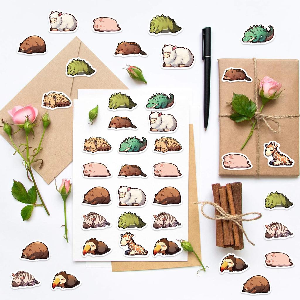 500 Pictures/roll Roll Sticker Tape Cartoon Sleepy Animal Handbook Material Decorative Envelope Mouth