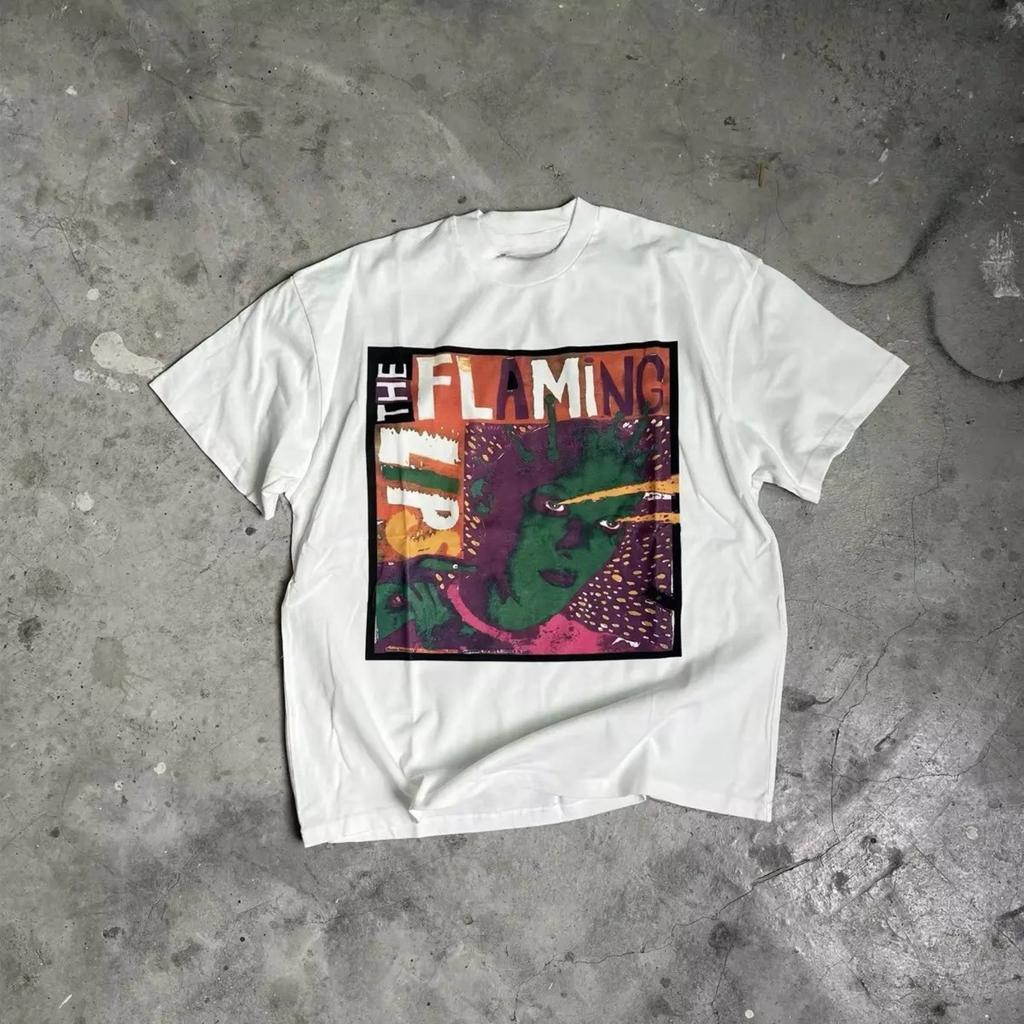 New Men Japanese Streetat Vintage White Washed Casual Retro Acai Pattern T-shirt Cotton Loose Vatage Style Old Unseix T-Shirt