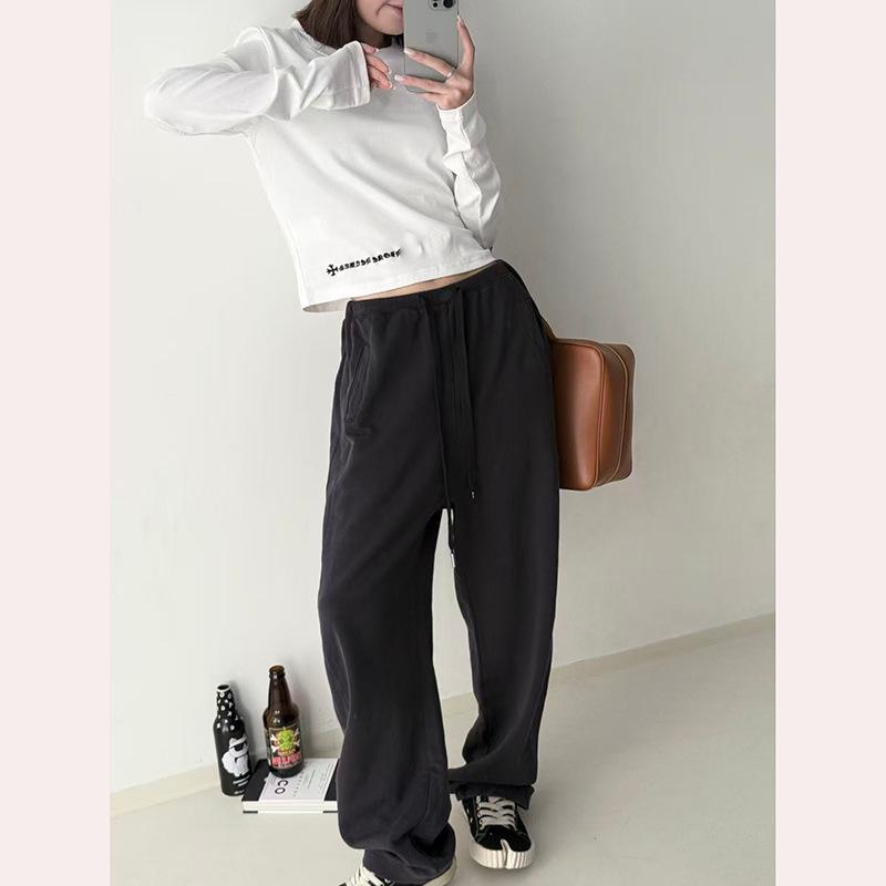 

2025 Осень Универсальные Брюки-гаремы Свободного Кроя на Резинке M чёрный