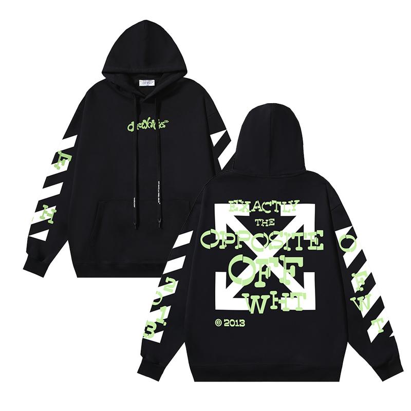 

1113 Off-White 2025 Autumn and Winter New OW Fluorescent Letter Arrow Pullover Men s and Women s Hooded Sweatshirt Sweatshirt XL чорний