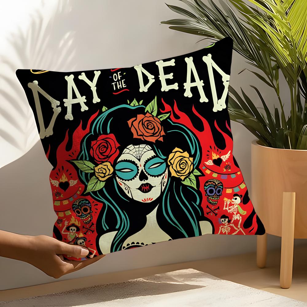 Festival D-Dia De Muertos 1 Pillow Case Linen Cushion Covers For Decorative Sofa Home Pillows Case Car Chair Pillows Cases