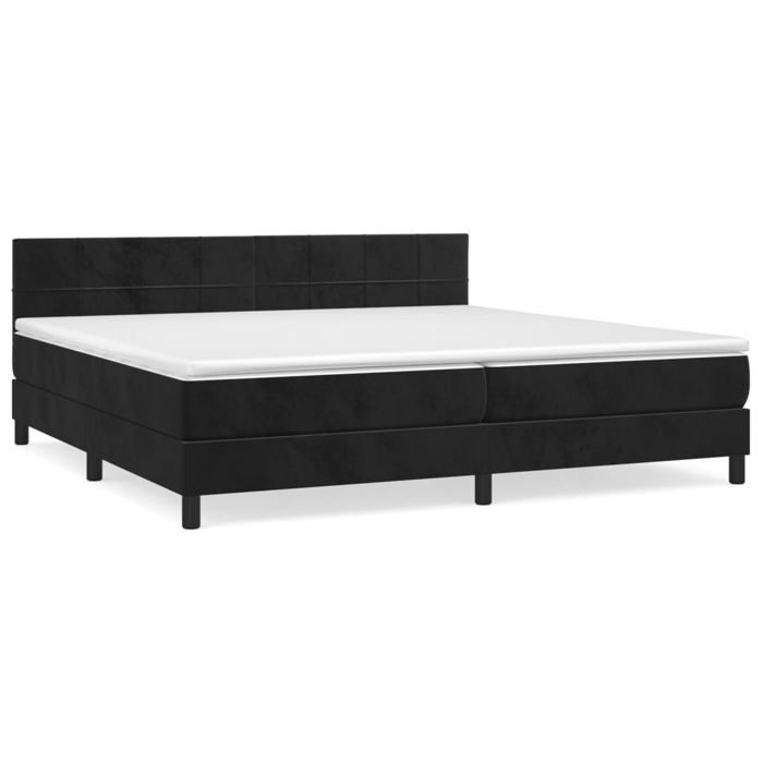 3141325 vidaXL Lit à sommier tapissier et matelas Noir 200x200 cm Velours