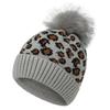 Frauen Herbst Winter Leopard Gestrickte Warme Große Wolle Ball Pullover Chic Hut