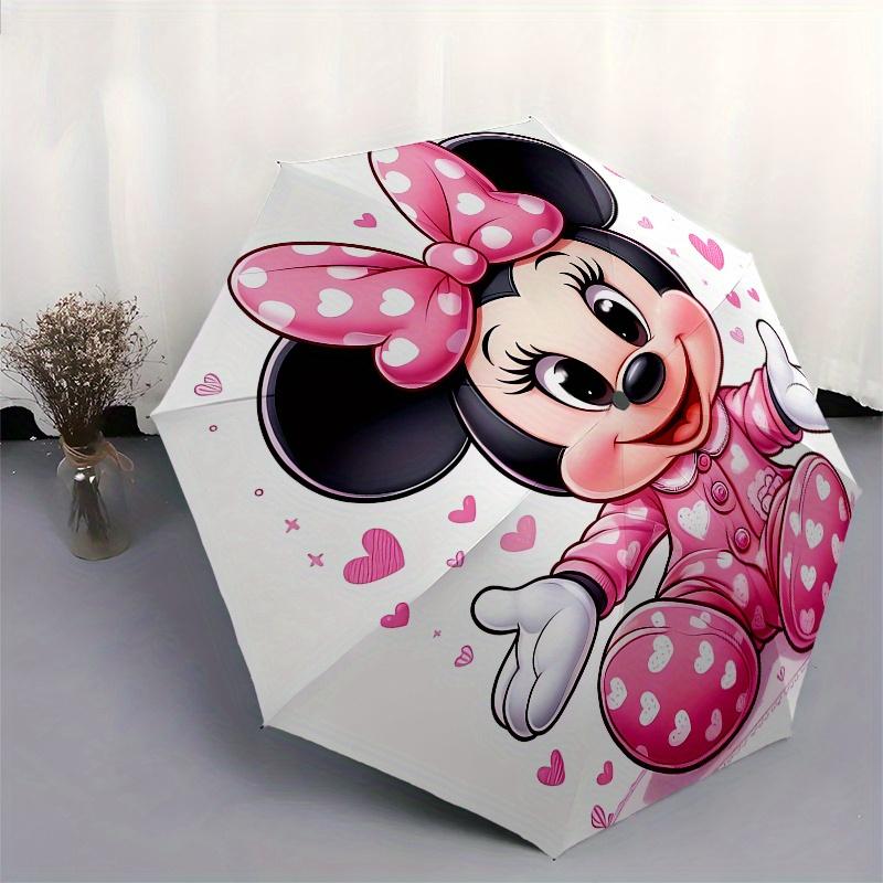 Disney Minnie Mouse Manual Opening and Closing Umbrella -8-Rib Reinforced Folding Design, Lightweight and Portable, Suitable for Daily Busin