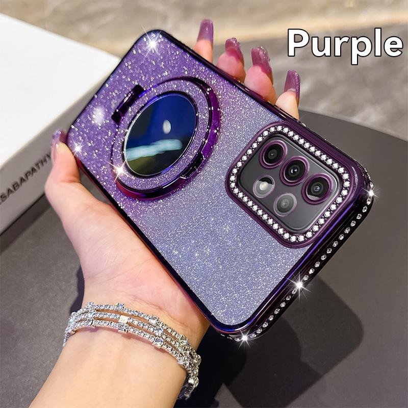 for Samsung Galaxy A32 A33 A34 A35 A36 Luxury Glitter Magsafe Bracket Diamond Case for Samsung A35 Make Up Mirror Plating Cover
