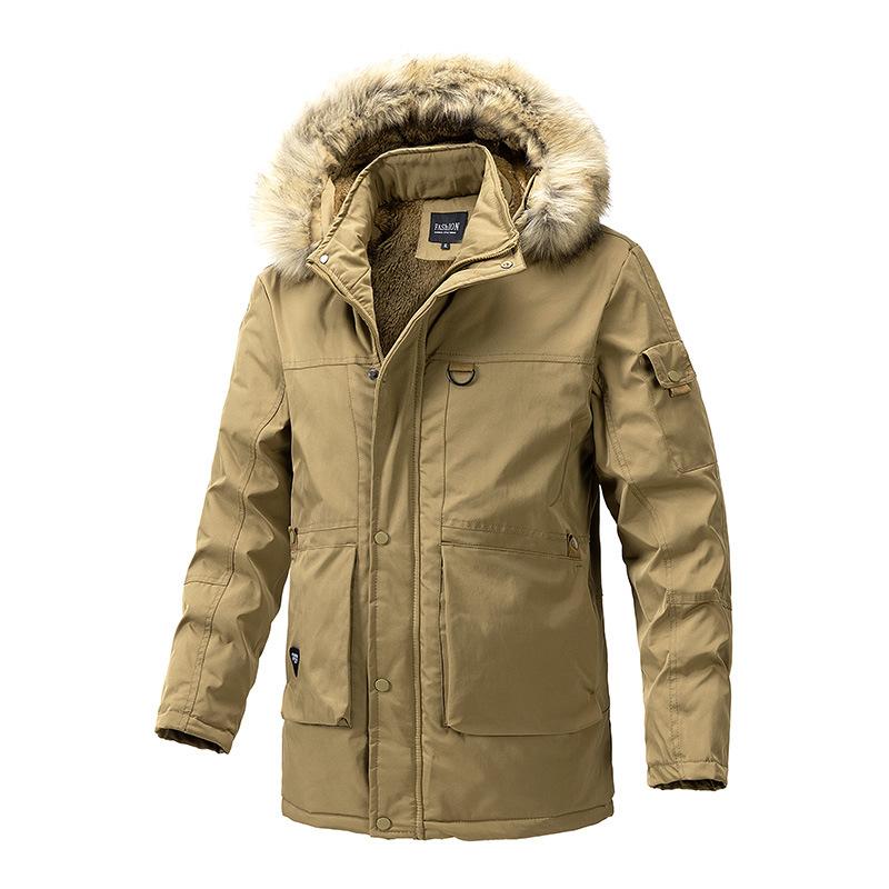2026 New Winter Men Long Coat Military Fur Hood Warm Tactical Bomber Army Korean Thick Multi Pockets Overcoat Male Warm Parka