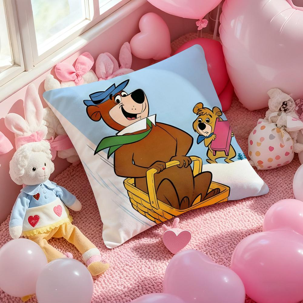 Y-Yogi B-Bear Anime Cushion Cover Pattern Printed Pillowcase for Living Room Sofa Cushion Cover & Bedroom Decor