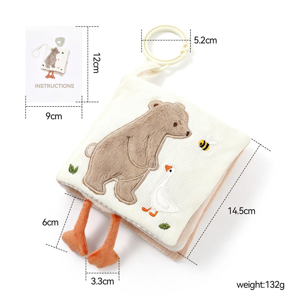Baby Cloth Book With Bear Goose Sensory Crinkle Activity Book With Mirror Teether And Hanging Ring Early Educational Toys