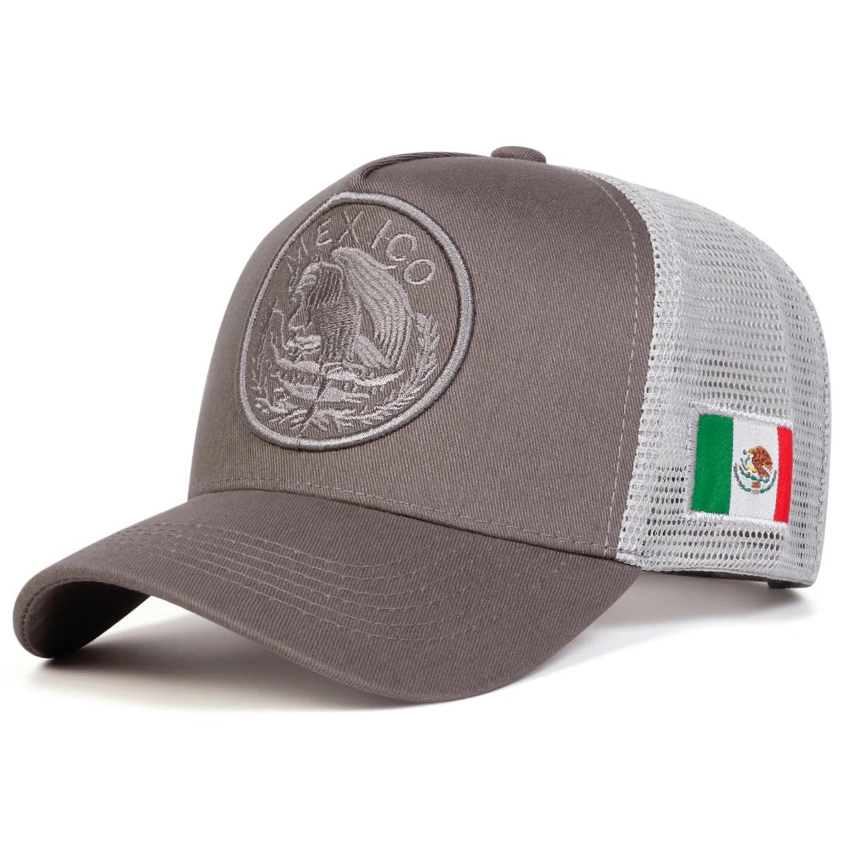 Freedom Outdoors Unisex Mexicaanse Vlag Borduurwerk Baseball Netpetten Verstelbare Casual Hoeden Lente en Zomer Buiten Zonnebrandhoed grijs