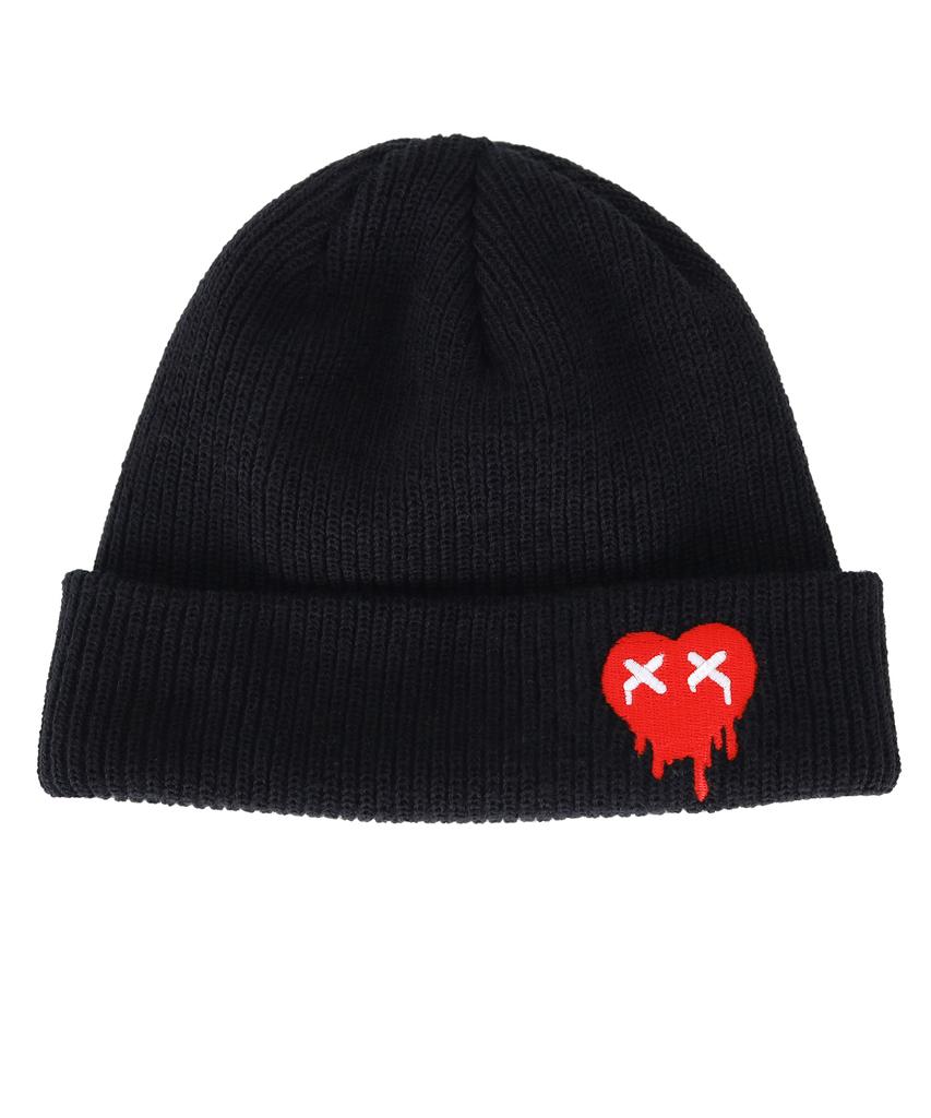 Seukaechideu My Crying Romance Logo Embroidered Short Beanie Black