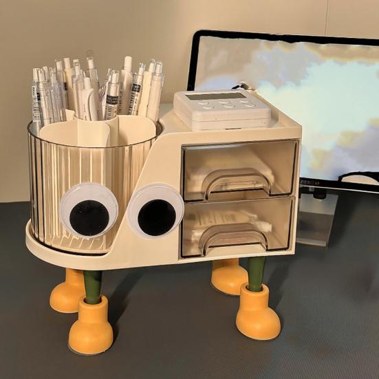 Yousheng Pencil Holder Large Capacity 360 Degree Rotating Desk Organizer Multi-Layer Zoning Storage Solution for Pens Rulers Scissors Office Desktop