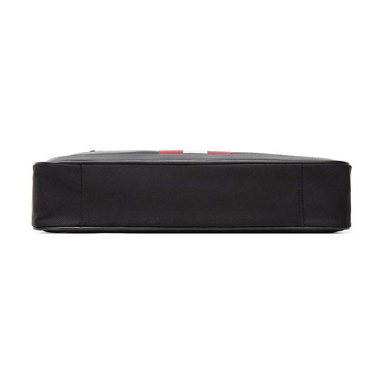 Bally Klassische Rot-Weiß gestreifte Pendler-Aktentasche Stoff-Umhängetasche Herren Taschen Schwarz CHANDOS-SM-TSP-10